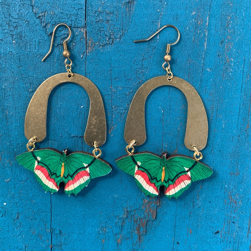 Handmade butterfly earrings with brass finding